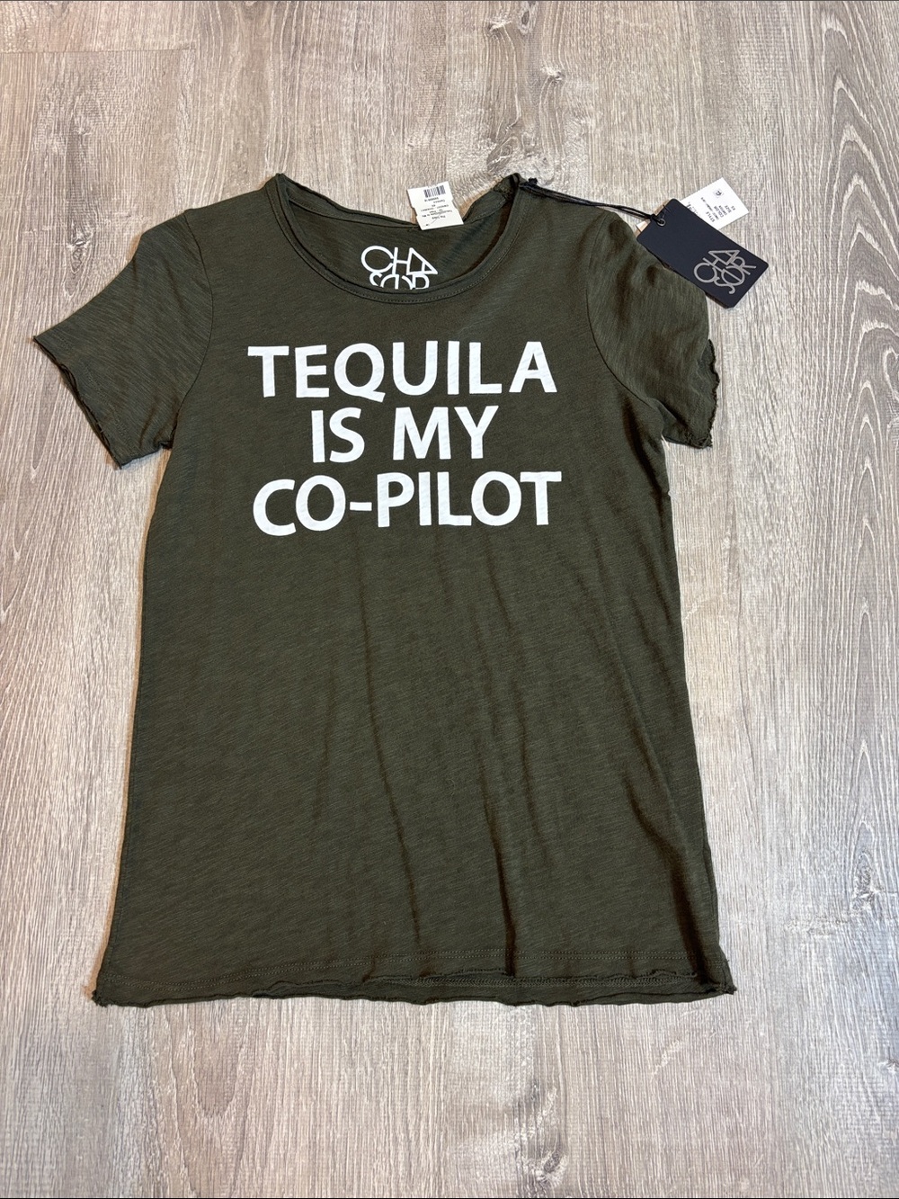 Olive Green 'Tequila Is My Co-Pilot' Tee